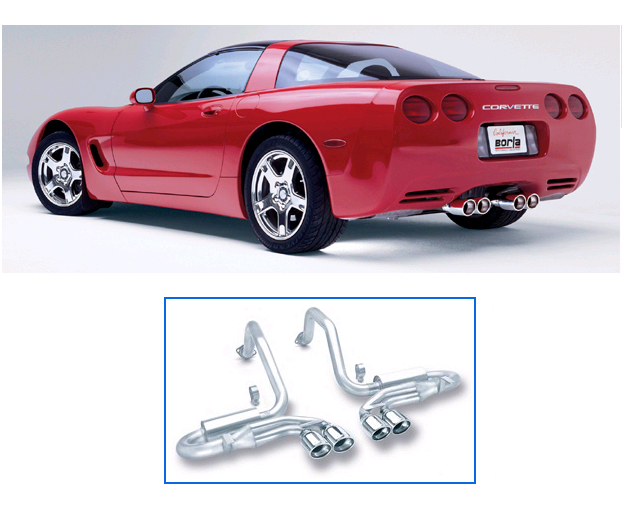 BORLA Edelstahl Sport-Auspuff / US Cat-Back System 'S-Type' für: CHEVROLET Corvette C5 5.7 / 1997-04 | lautes System, mit Endrohren Typ 29 - oval 108x89 mm / ohne CH-Gutachten