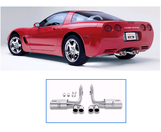 BORLA Edelstahl Sport-Auspuff / US Cat-Back System für: CHEVROLET Corvette C5 5.7 / 1997-04 | mit Endrohren Typ 29 - oval 108x89 mm / ohne CH-Gutachten