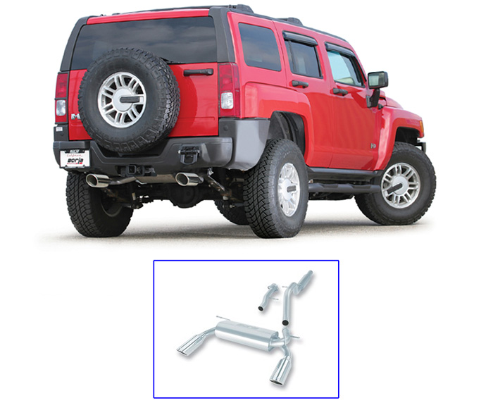 BORLA Edelstahl Sport-Auspuff / US Cat-Back System für: HUMMER H3  3.5,3.7 / 2006-07 | mit Endrohr Typ 36 - rund 101 mm / ohne CH-Gutachten