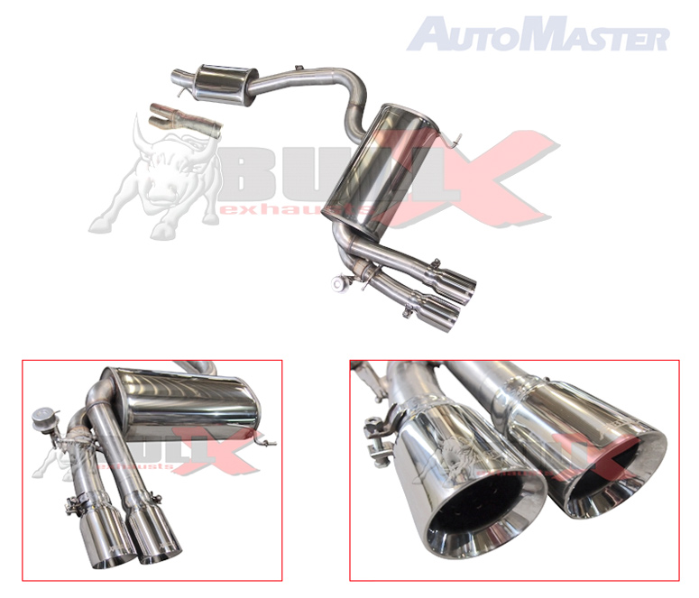 BULL-X Sportauspuff / Anlage 76mm ab Kat. für: AUDI RS3 - 8P / 2.5TFSI - 250 kW /  erhältliche Endrohre: 2b, 5a, 6b / mit Klappe wie original