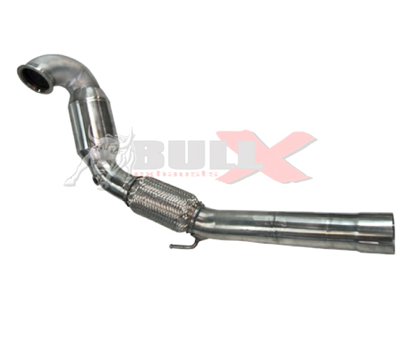 BULL-X Downpipe 89/76mm für: SEAT Leon FR, Cupra - 5F  |  1.8TSI - 132 kW + 2.0TSI - 195,206,213,221 kW | mit Metall-Kat. 200 cpsi / Rohrbogen bis Kat. 89mm / mit CH-Zulassung