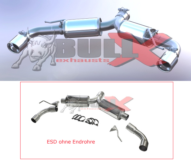 BULL-X Sportauspuff Edelstahl / Duplex-ESD 76mm für: SEAT Leon Cupra - 5F / 2.0TFSI - 206,213 kW / erhältliche Endrohre: 2c,2d,5b,5c,6b,6c,7b,7c,Ob,Oc