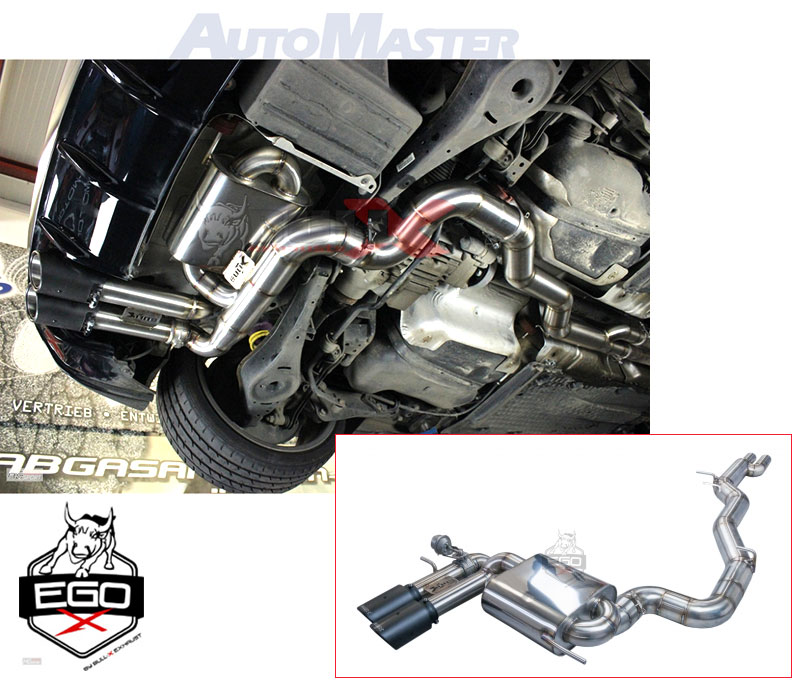BULL-X Sportauspuff / EGO-X Anlage 89mm für: AUDI RS3 - 8P / 2.5TFSI - 250 kW / erhältliche Endrohre: 2a,2b,5a,6a,6b,7a,7b / Endrohre poliert sind inkl.