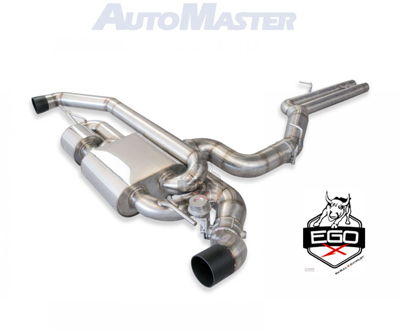 BULL-X Sportauspuff / EGO-X Anlage 89mm für: AUDI TT RS - 8J / 2.5TFSI - 250 kW / Endrohre nicht wählbar: Rohre enden in der Heckschürze wie original.