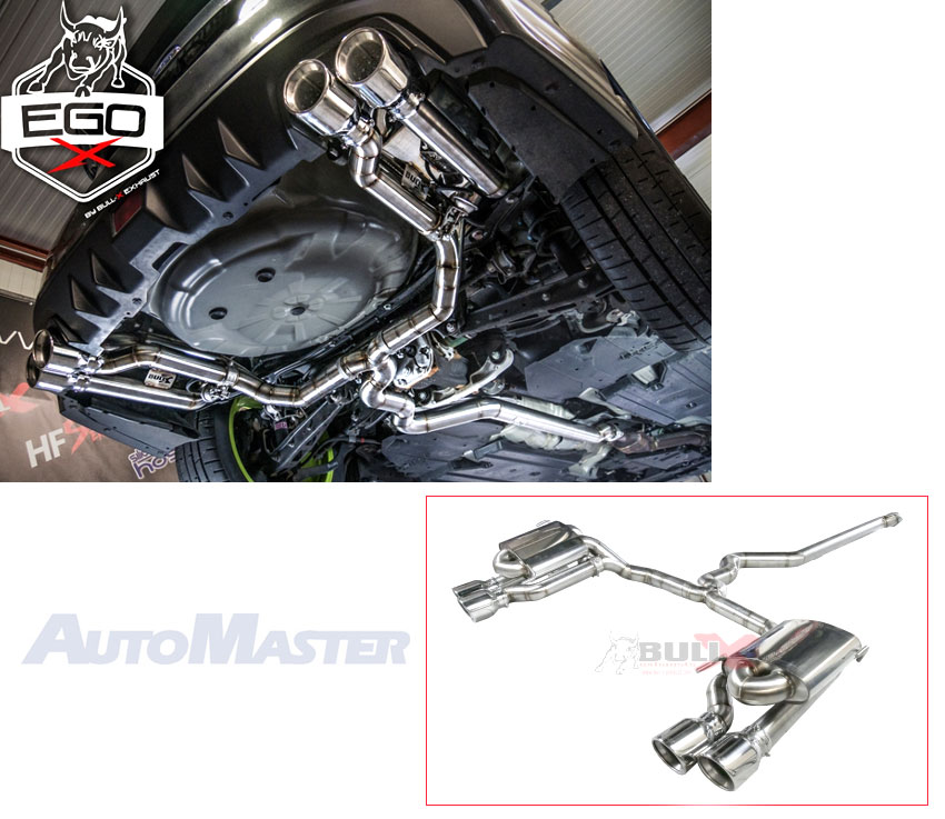 BULL-X Sportauspuff / EGO-X Anlage 76mm ab Kat. für: SUBARU WRX STi / 2014- / 2.5T - 221 kW / Endrohre: 2b,2c,5a,5b,6b,6c,7b  (Aufpreise x2 rechnen für 4 Endrohre)  Endrohre poliert sind inkl.