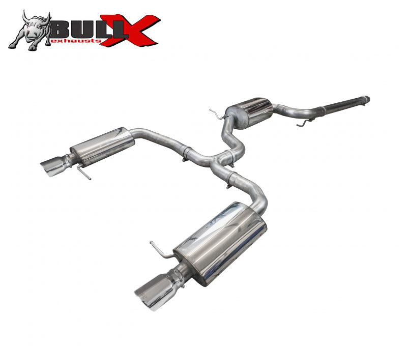 BULL-X Sportauspuff / Anlage 76mm ab Kat. für: SEAT Leon ST Cupra 265,280,290 - 5F /  2.0TSI - 195,206,213 kW /  erhältliche Endrohre: 2c,2d,5b,5c,6b,6c,7b,7c,Ob,Oc / Endrohre poliert sind inkl.