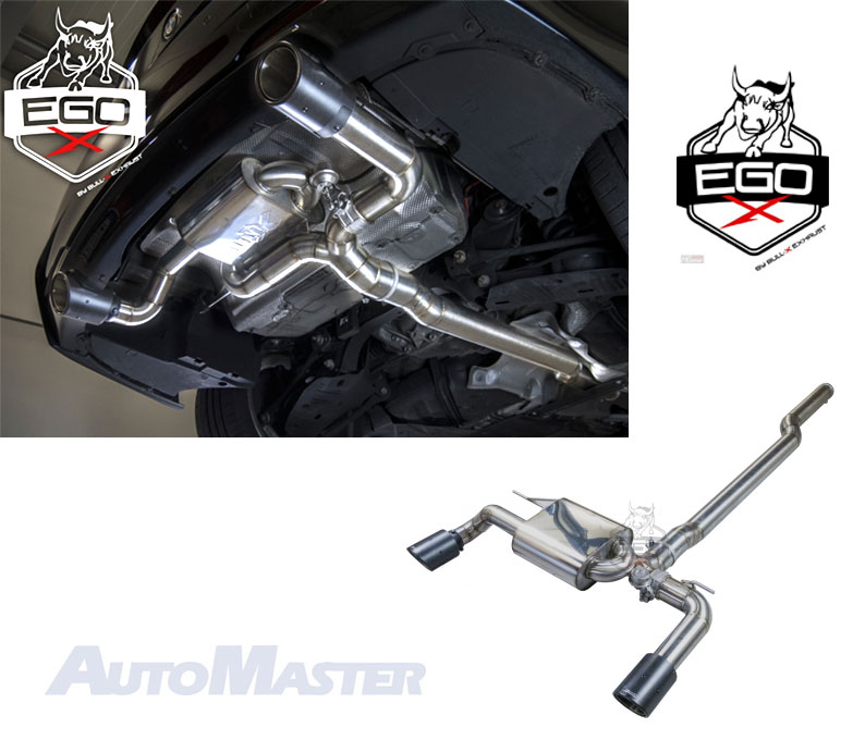 BULL-X Sportauspuff / EGO-X Anlage 89mm für: BMW 335i, 340i - F30,F31 / 3.0T - 225,240,250kW / erhältliche Endrohre: 2b,5a,6b,6c,7b / Endrohre poliert sind inkl.