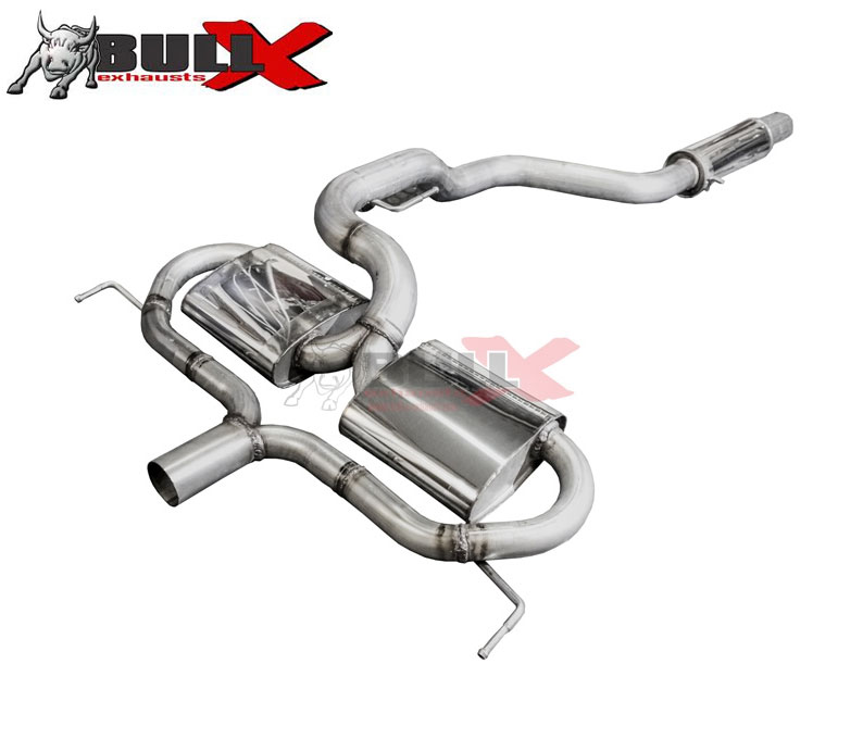 BULL-X Sportauspuff Edelstahl / Anlage 76mm Y-Style ab Kat. für: OPEL Corsa D OPC / 1.6T - 141 kW / Endrohr: ohne, Optik bleibt wie original