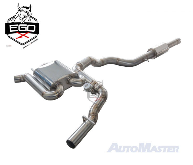BULL-X Sportauspuff / EGO-X Anlage 76mm ab Kat. für: RENAULT Clio RS200EDC, RS220EDC, inkl. Trophy / 1.6T - 147,162 kW - Euro 6 / Endrohre: ohne, Optik bleibt wie orig. | mit Klappe und elektr. Steuerung - mit CH-Gutachten