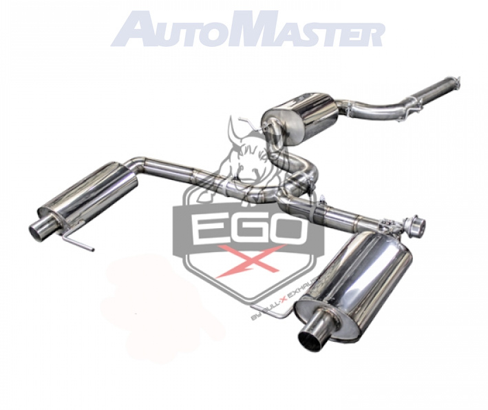 BULL-X Sportauspuff / EGO-X Anlage 76mm ab Kat. für: SKODA Octavia RS - 5E / 2.0TSI - 162,169 kW / Endrohre: ohne, Optik wie original | mit Klappe + elektr. Steuerung - mit CH-Gutachten