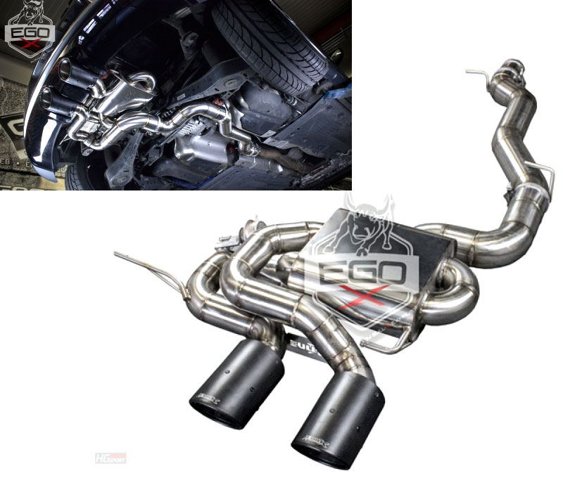 BULL-X Sportauspuff / EGO-X Anlage 89mm ohne MSD für: VW Golf 6 R / 2.0TFSI - 199 kW / erhältliche Endrohre: 2b,2c,5a,5b,6b,6c,6d,7c / Endrohre poliert sind inkl.