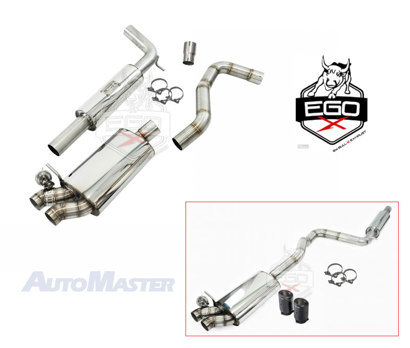 BULL-X Sportauspuff / EGO-X Anlage 70mm ab Kat. für: VW Polo GTI - AW / 2.0TSI - 147 kW /  Endrohre: 2a,2b,5a,6a,6b,7a / Endrohre poliert sind inkl.