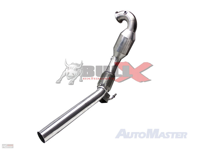 BULL-X Downpipe 70mm für: VW Golf 7  |  1.2TFSI - 63,77 + 1.4TFSI - 90,92,103,110  kW | mit Metall-Kat. 200 cpsi / mit CH-Zulassung