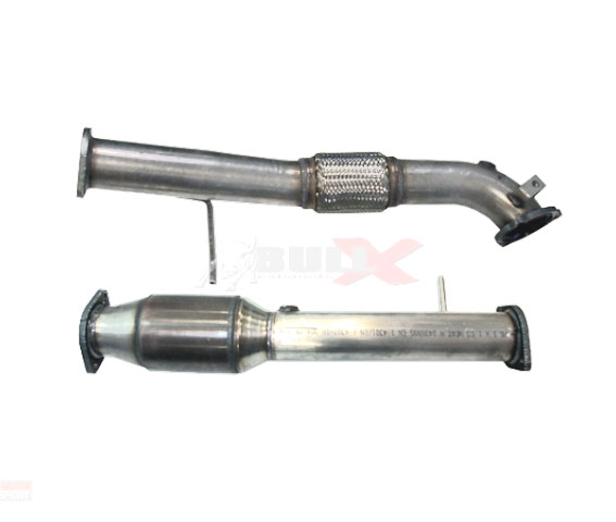 BULL-X Downpipe 76mm für: FORD Focus RS,RS500  |  2.5T - 224,257 kW | mit HJS Metall-Kat. 200 cpsi / mit CH-Zulassung / Dichtungen sind separat erhältlich