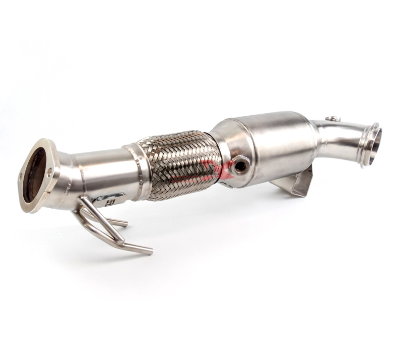 BULL-X Downpipe 76mm für: FORD Focus ST - DYB  |  2.0T - 184 kW - Euro 5+6 | mit HJS Metall-Kat. 200 cpsi / mit CH-Zulassung