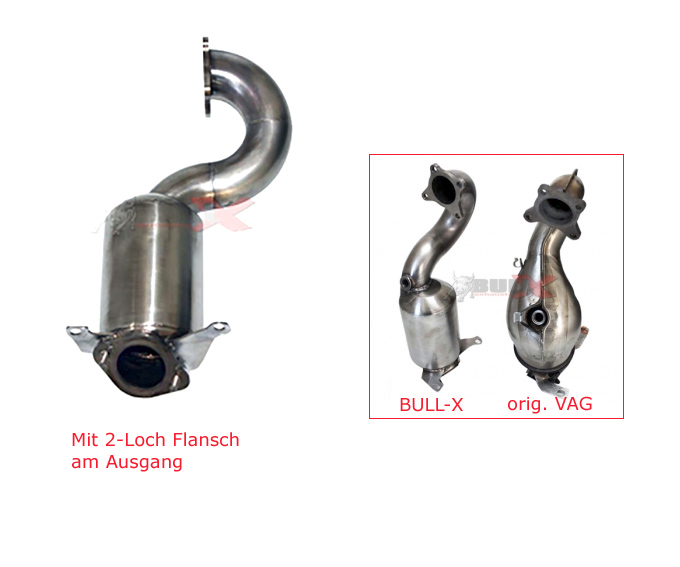 BULL-X Downpipe 63.5mm für: AUDI A1 - 8X  |  1.4TFSI CoD - 103 kW | mit Metall-Kat. 200 cpsi / mit CH-Zulassung