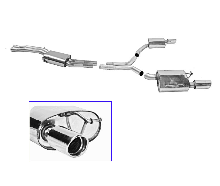 BASTUCK Sportauspuff / Duplex-Anlage ab Kat. für: AUDI A4, A4 Quattro - B8 / 3.0TFSI, 3.2FSI - 200,195 kW  | Endrohre: 2x 90 rund