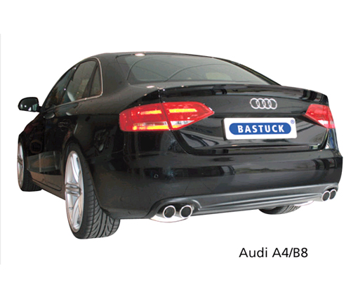 BASTUCK Sportauspuff / Duplex-Anlage ab Kat. für: AUDI A4, A4 Quattro - B8 / 3.0TFSI, 3.2FSI - 200,195 kW | Endrohre: 4x 76 rund,schräg,eingerollt