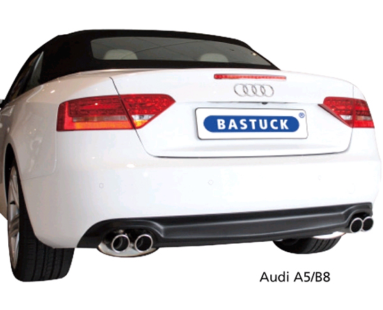 BASTUCK Sportauspuff / Duplex-ESD für: AUDI A5 + S5 / 3.2FSI + S5 3.0TFSI - B8, Coupé,Cabrio / 195,245 kW  | Endrohre: je 2x 76 rund,eingerollt Li + Re