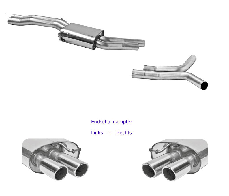 BASTUCK Sportauspuff / Duplex-Anlage ab VSD für: AUDI S5 3.0TFSI - 245 kW / Coupé,Cabrio,Sportback | Endrohre: 2 ESD je 2x 76 rund,schräg,eingerollt