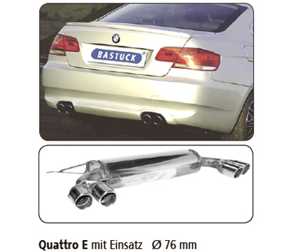 BASTUCK Sportauspuff / Duplex-ESD für: BMW E90,E91,E92 / 335i,335D | Endrohre: 4x 76 rund eingerollt angeschrägt