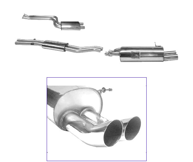 BASTUCK Sportauspuff / Anlage 2x 50,6mm ab Kat. für: BMW E46 / 320i,325i,325xi,330i,330xi ( 6.00- ) | Endrohre: 2x 76 rund DTM