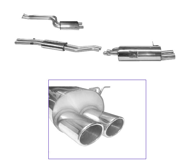 BASTUCK Sportauspuff / Anlage 2x 50,6mm ab Kat. für: BMW E46 / 320i,325i,325xi,330i,330xi  ( 6.00- ) | Endrohre: 2x 89x77 Oval
