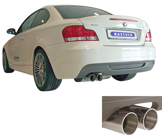 BASTUCK Sportauspuff / Anlage 70mm ab Kat. für: BMW 118d,120d - E82,E88 / 120,130kW | Endrohre: 2x 85 'Race'