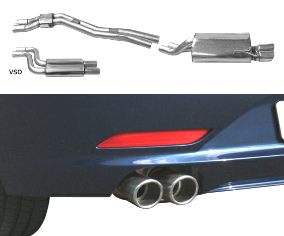 BASTUCK Sportauspuff / Anlage 2x 54mm ab Kat. für: BMW Z4 - E89 / sDrive 23i, 30i / 150,190 kW | Endrohre: 2x 76 eingerollt,schräg