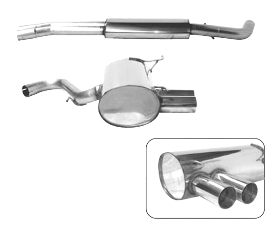 BASTUCK Sportauspuff / Anlage 63,5mm ab Kat. für: BMW E90,91,92,93 / 325d,330d, incl. xd | Endrohre: 2x 76 rund
