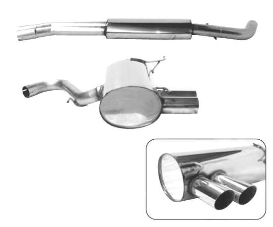BASTUCK Sportauspuff / Anlage 63,5mm ab Kat. für: BMW E90,91,92,93 / 325i,330i, incl. xi / bis 2.07 | Endrohre: 2x 76 rund angeschrägt