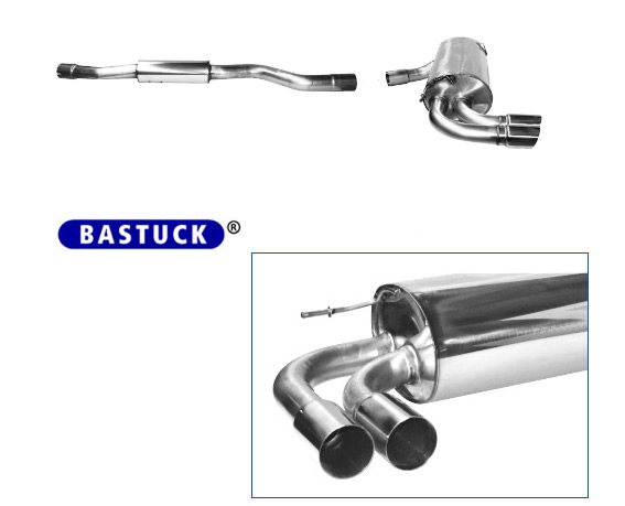 BASTUCK Sportauspuff / Anlage 76mm ab Kat. für: BMW 125i - F20,F21 / 2.0T - 160,175 kW | Endrohr-Typ: 2x 76 rund,scharf,gerade