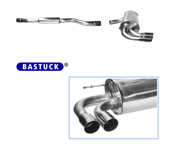 BASTUCK Sportauspuff / Anlage 76mm ab Kat. für: BMW 125i - F20,F21 / 2.0T - 160,175 kW | Endrohre: 2x 76 rund,scharf,schräg
