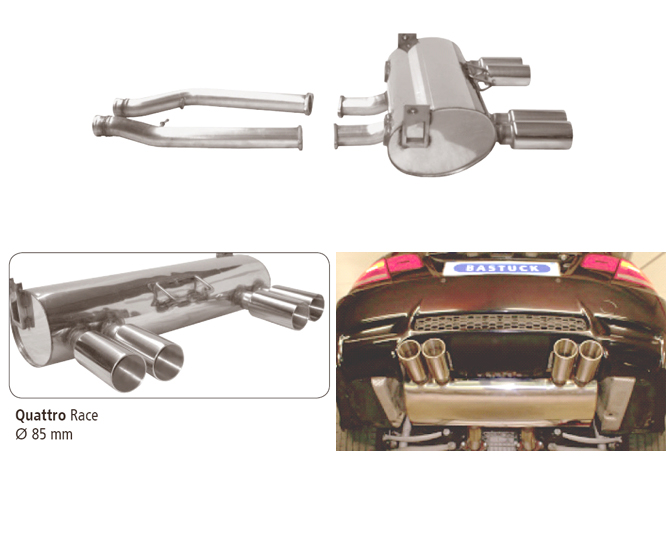 BASTUCK Sportauspuff / Duplex-ESD für: BMW M3 - E90,E92 | Endrohre: 4x 85 rund Race / inkl. Adapter-Rohren