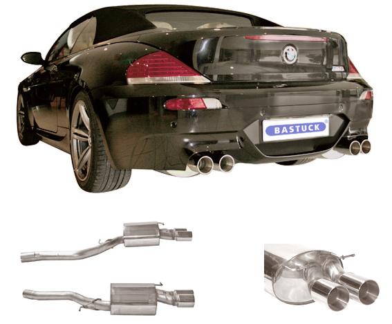 BASTUCK Sportauspuff / Duplex-ESD für: BMW M5 (E60,E61) + M6 (E63,E64) - 373kW | Endrohre: 4x 90 rund 'Race'