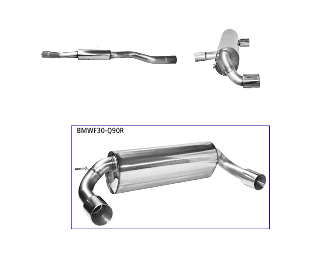 BASTUCK Sportauspuff / Duplex-Anlage 76mm ab Kat. für: BMW 320i,328i - F30,F31 / 2.0T - 135,180 kW | Endrohre: 2x 90 rund 'Race Look', gerade