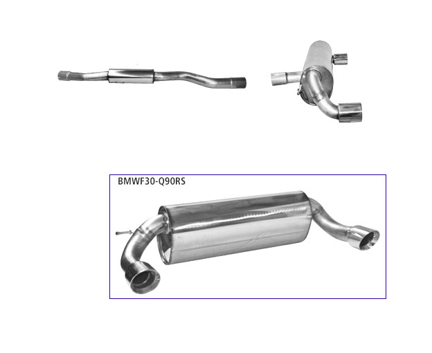 BASTUCK Sportauspuff / Duplex-Anlage 76mm ab Kat. für: BMW 320i,328i - F30,F31 / 2.0T - 135,180 kW | Endrohre: 2x 90 rund 'Race Look', schräg