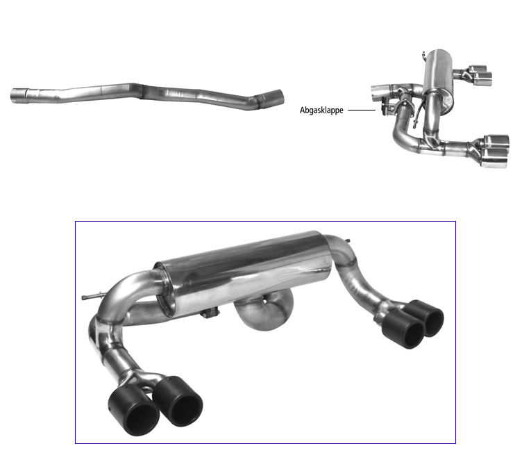 BASTUCK Klappen-Auspuff / Duplex-Anlage 76mm ab Kat. für: BMW M2 - F87 / 3.0T - 272 kW | Endrohre: 4x 90 rund 'Race Look'  - Carbon/ ESD mit Klappe