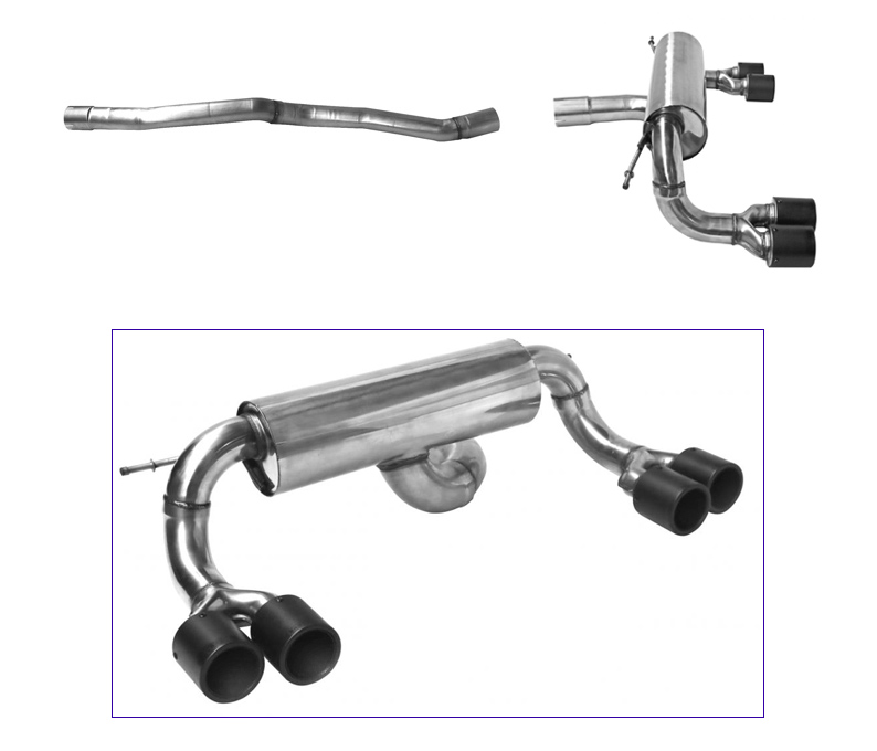 BASTUCK Sportauspuff / Duplex-Anlage 76mm ab Kat. für: BMW M2 - F87 / 3.0T - 272 kW | Endrohre: 4x 90 rund 'Race Look' - Carbon/ ESD ohne Klappe