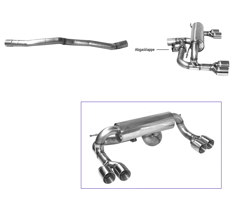 BASTUCK Klappen-Auspuff / Duplex-Anlage 76mm ab Kat. für: BMW M2 - F87 / 3.0T - 272 kW | Endrohre: 4x 90 rund 'Race Look' / ESD mit Klappe