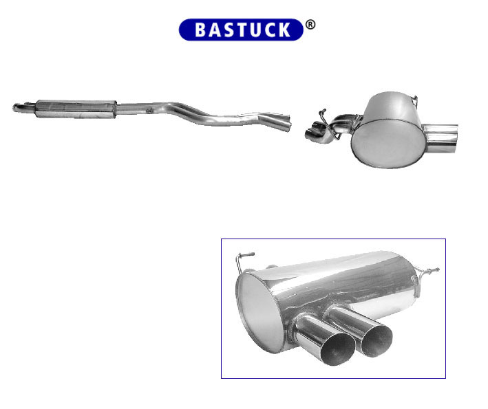 BASTUCK Sportauspuff / Anlage 2x 50,6mm ab Kat. für: BMW Z4 - E85 / 2.2, 2.5, 3.0 / inkl. Facelift,  -195 kW | Endrohre: 2x 76 slash rund