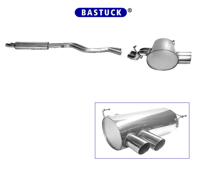 BASTUCK Sportauspuff / Anlage 2x 50,6mm ab Kat. für: BMW Z4 - E85 / 2.2, 2.5, 3.0 / inkl. Facelift,  -195 kW | Endrohre: 2x 76 rund