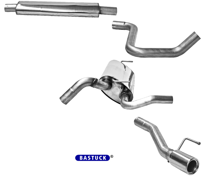 BASTUCK Sportauspuff / Anlage 63,5mm ab Kat. für: CHEVROLET Cruze / 1.6, 1.8, 2.0, 2.0D (-110kW) | Endrohre: 1x 90 rund