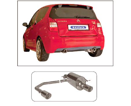 BASTUCK Sportauspuff / Duplex-ESD für: CITROËN C2  1.1-1.6 / 44-90 kW | Endrohre: 1x 90 rund