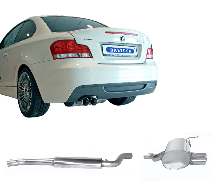 BASTUCK Sportauspuff / Anlage 70mm ab Kat. für: BMW 125i - E82,E88 / 160 kW | Endrohre: 2x 85 'Race'