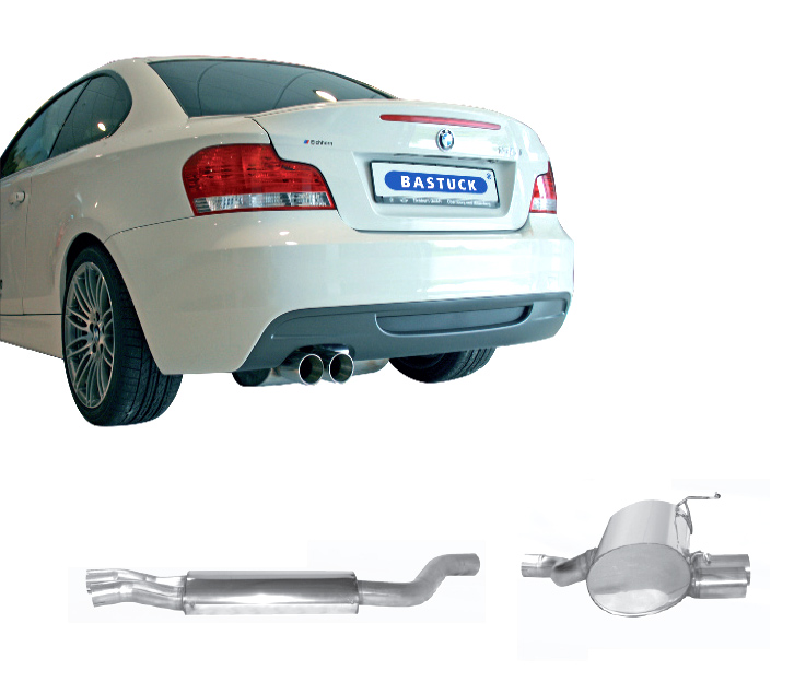 BASTUCK Sportauspuff / Anlage 70mm ab Kat. für: BMW 135i - E82,E88 / 225 kW | Endrohre: 2x 85 'Race'