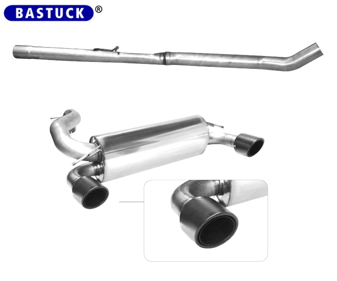 BASTUCK Sportauspuff / Duplex-Anlage 76mm ab Kat. für: FORD Focus RS - DYB / 2.3T - 257 kW | Endrohre: 2x 100 Carbon