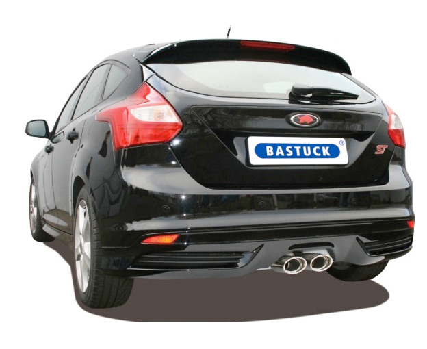 BASTUCK Sportauspuff / Anlage 70mm ab Kat. für: FORD Focus ST / 2.0T - 184 kW | Endrohre: 2x 120x80 oval, mittig