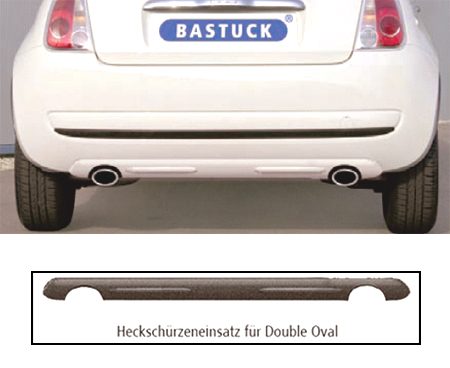 BASTUCK Bodystyling für: FIAT 500 | Heckschürzeneinsatz für ESD mit ER Double oval / ABS lackierfähig