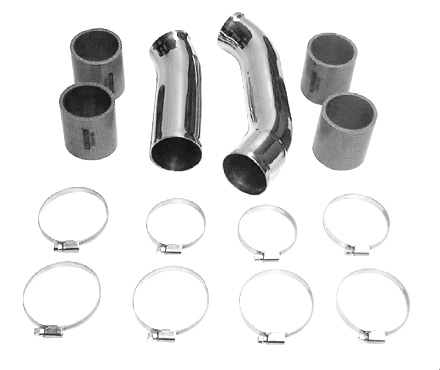BASTUCK Tuning-Parts: FORD Focus RS | Rohrkit für Turbolader-Ladeluftkühler mit blauen Silicon-Schläuchen und Edelstahl-Rohrbriden, ohne Popoff-Ventil Anschluss